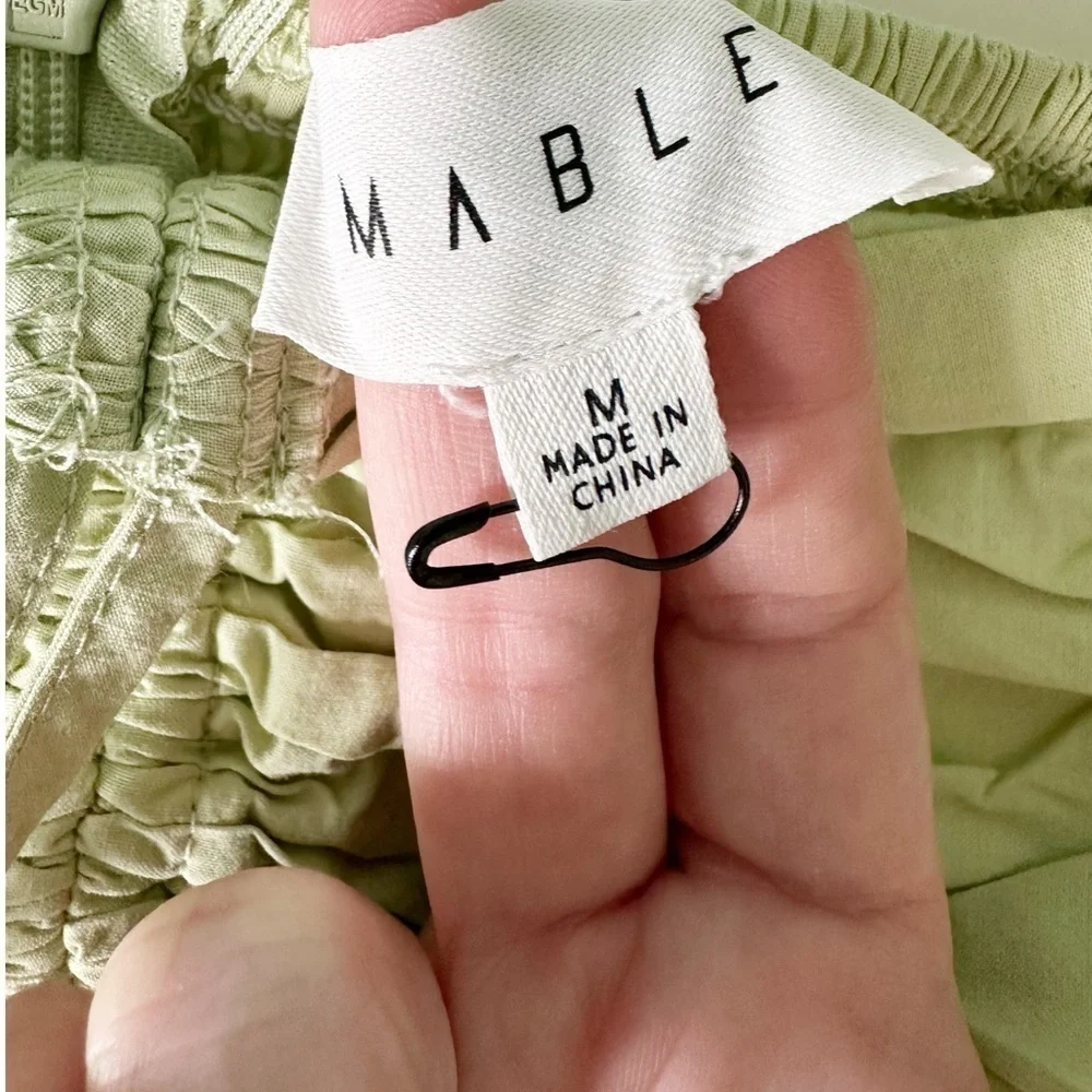 MABLE Babydoll Peplum Top Size Medium Coquette Dainty Sleeve Green Anthropologie